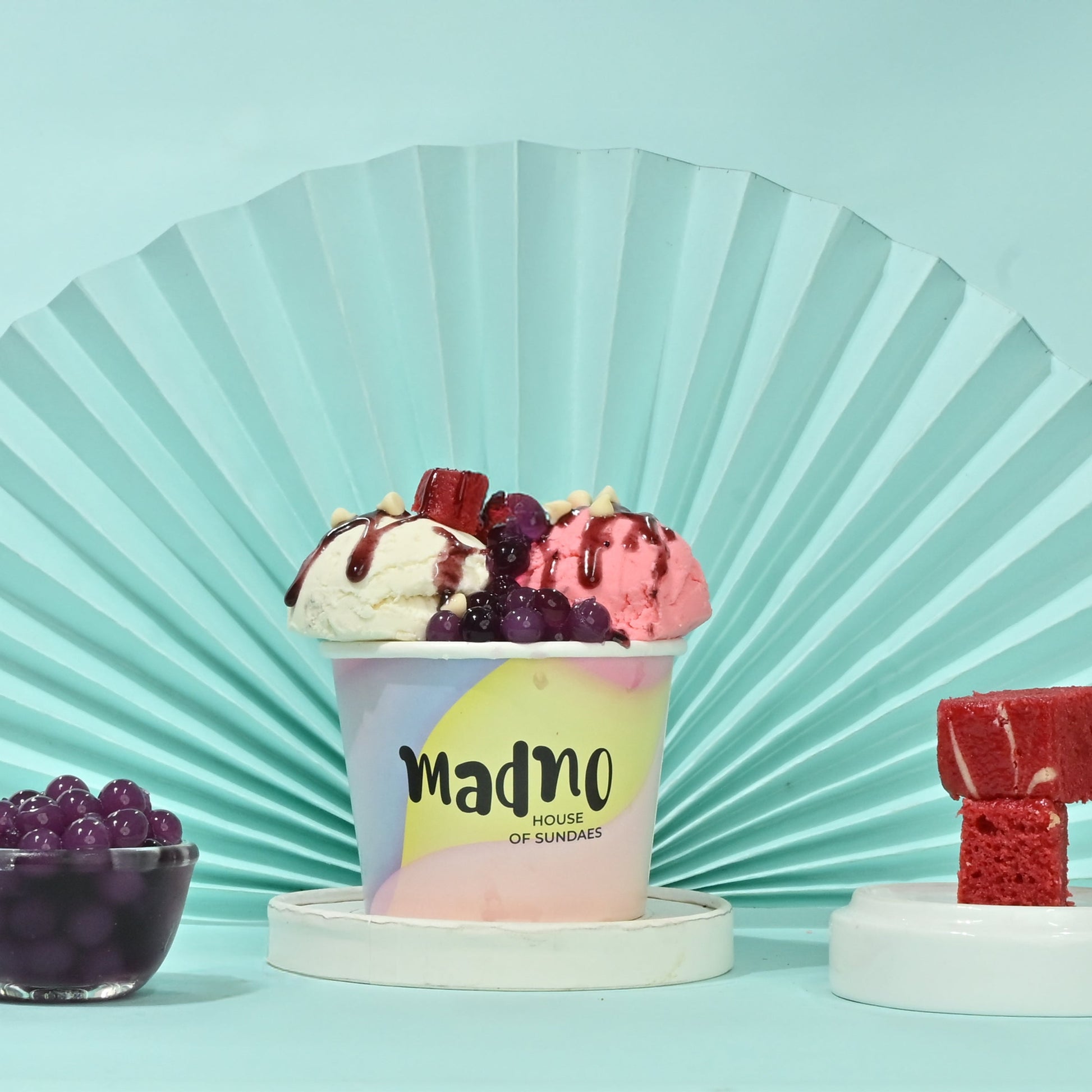 Red Velvet & Blueberry Boba Sundae – The Ultimate Flavor Fusion - Madno 
