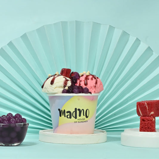 Red Velvet & Blueberry Boba Sundae – The Ultimate Flavor Fusion - Madno 